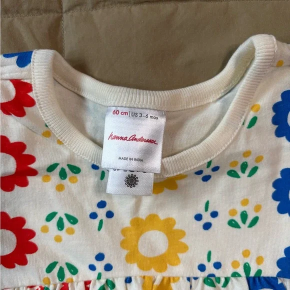 Hanna Andersson Colorful Floral Baby Dress With Striped Shorts NWOT - Picture 3 of 3